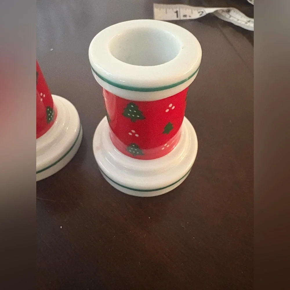 Vintage Candlestick Holder Set Ceramic Taper Candle Holders Christmas NEW